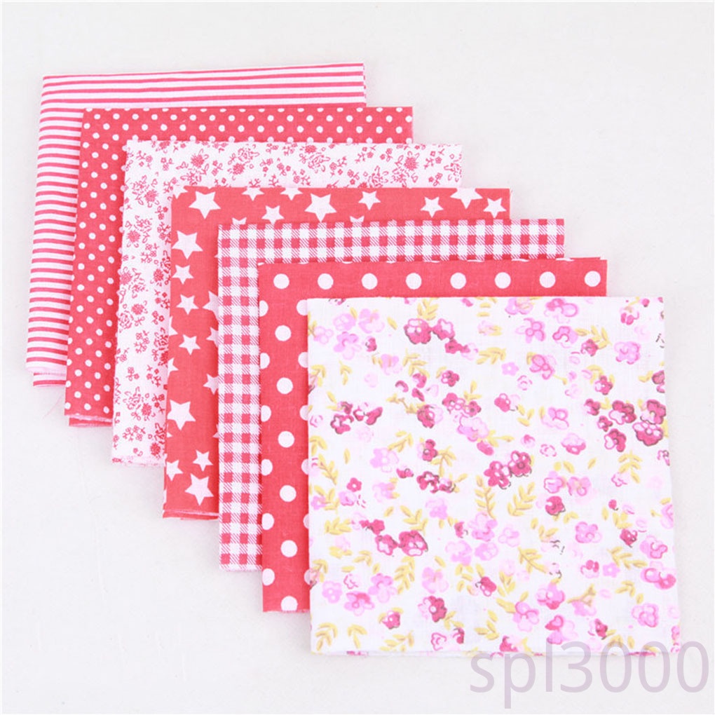 Set 7 tấm vải cotton hình vuông in họa tiết dùng làm đồ thủ công tự làm DIY