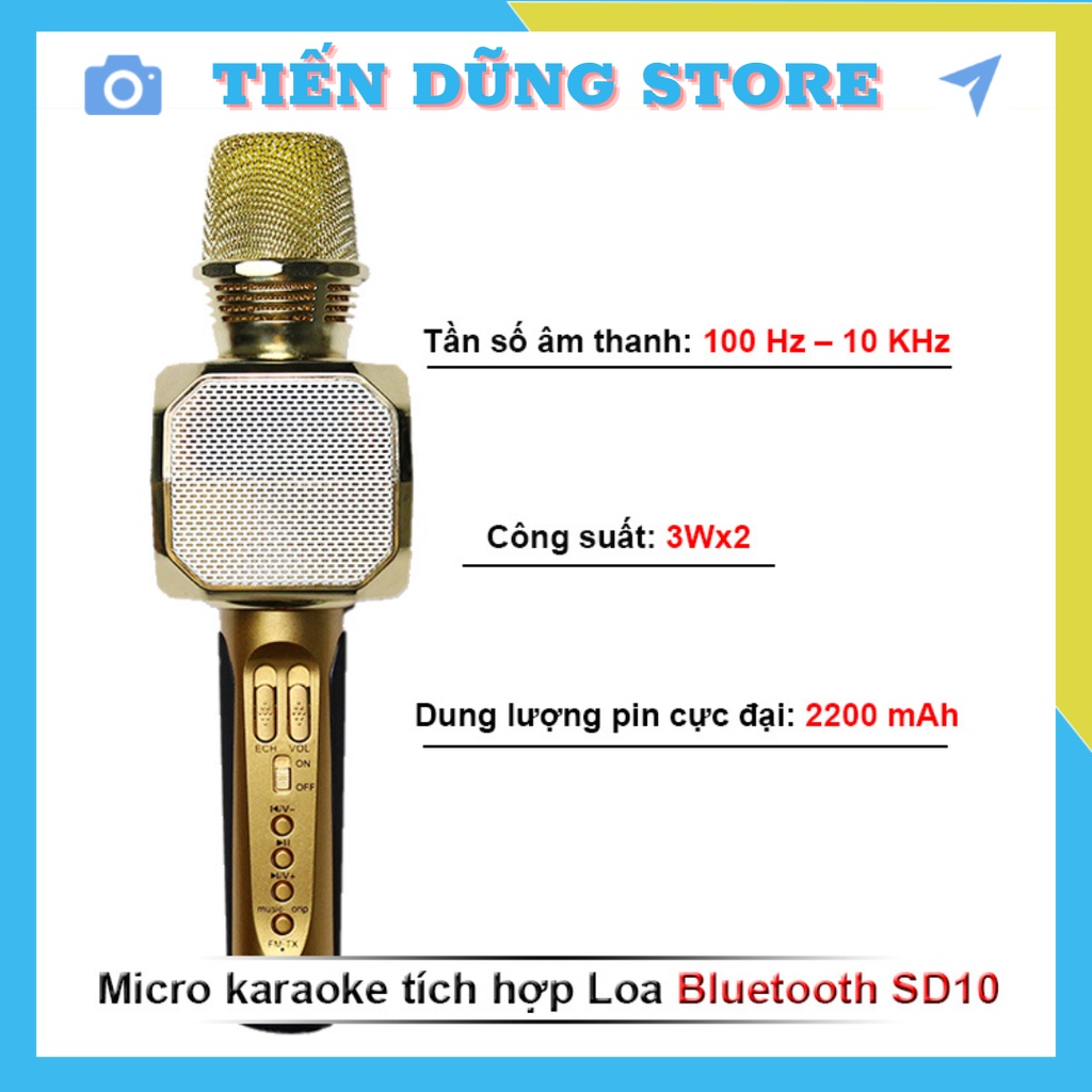 ⚡FREE SHIP⚡ MICRO karaoke Bluetooth SD 10 không dây có loa TUYỆT ĐỈNH SIÊU PHẨM - BH 3 tháng - CAM KẾT CHÍNH HÃNG