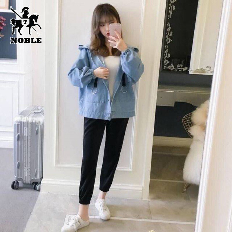 [Freeship] Áo khoác kaki nữ khoen thời trang Noble TP225