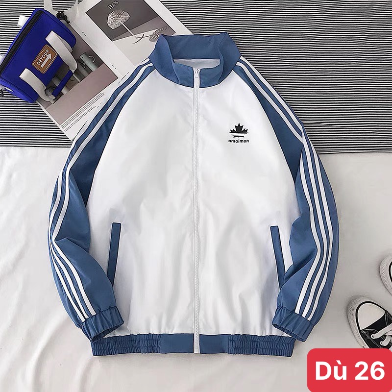 Áo khoác dù nam xanh đen có nón chất liệu dù gió 2 lớp cao cấp dáng form bóng chày bomber đẹp ADOSHOP50 Nhiều mẫu mới