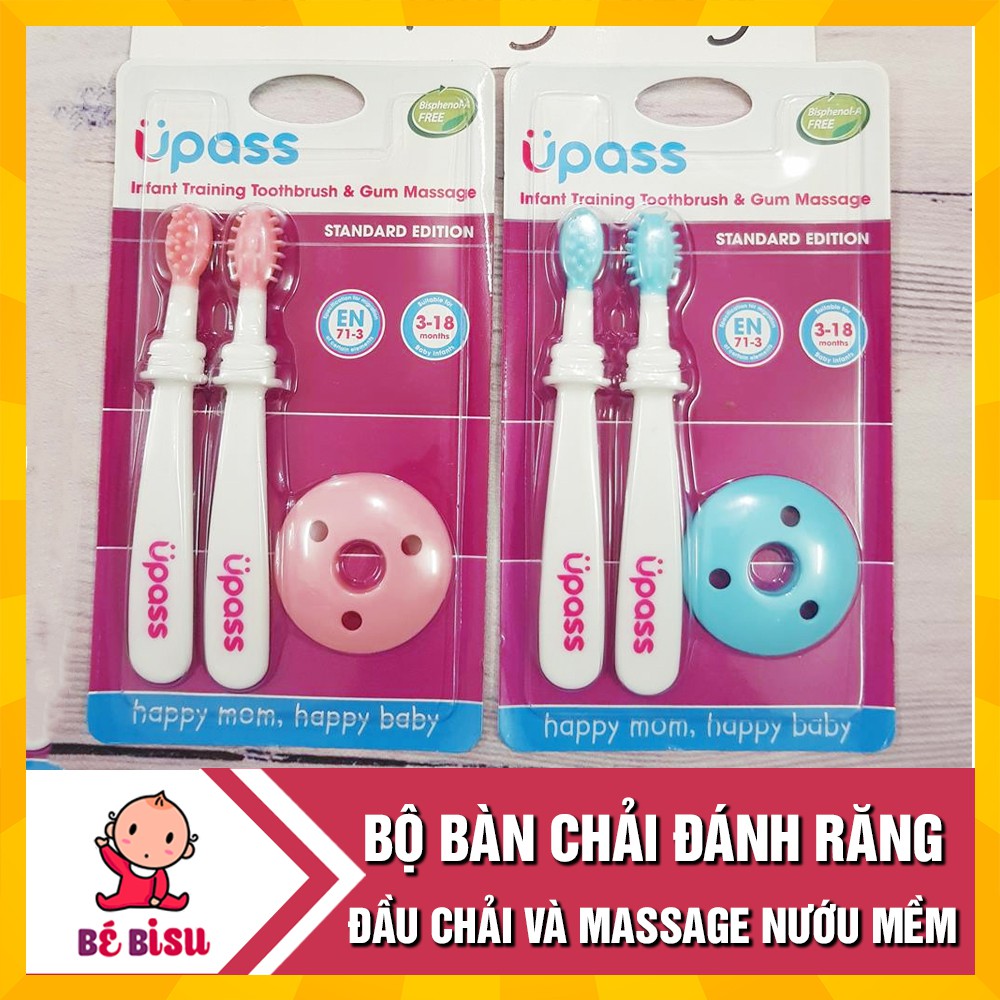 Bộ bàn chải và mát xa nướu mềm tập đánh răng UPASS - Thái Lan an toàn cho bé