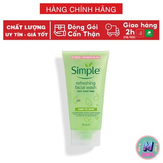 Sữa rửa mặt Simple Kind To Skin Refreshing Facial Wash Gel 150ml, srm Simple sạch da ngừa mụn