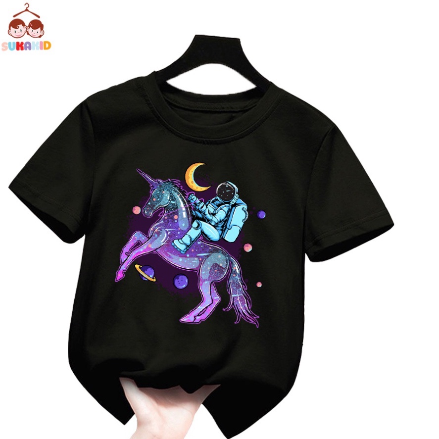 Áo thun trẻ em phi hành gia cưỡi ngựa mặt trắng Bé trai và gái.áo cho bé từ 6kg-30kg.AL61.