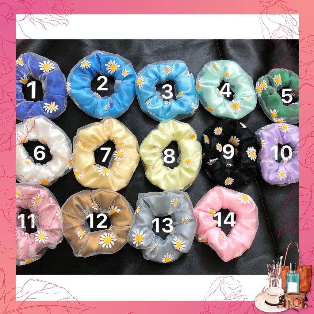 Cột Tóc Vải Scrunchies - Dây Buộc Tóc Scrunchies (Hoa Cúc 2 Lớp)