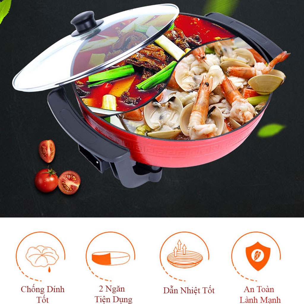 Nồi lẩu điện đa năng 2 ngăn cao cấp chống dính thế hệ mới làm nóng nhanh với công suất 1360W. Bảo hành 2 năm toàn quốc.