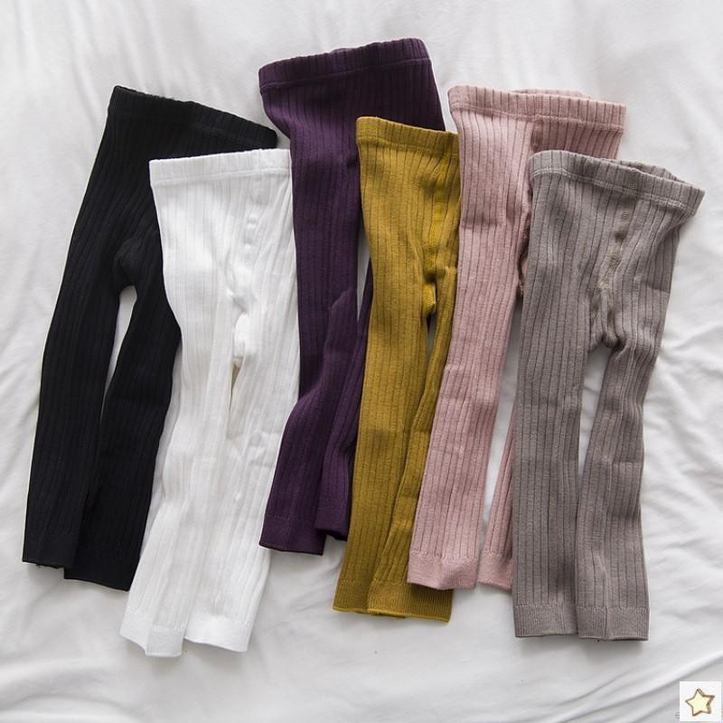 Quần Legging Cotton Màu Trơn Mềm Mại Cho Bé Gái