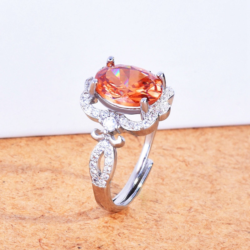 Nhẫn Hình Học Đính Đá Zircon AAA Chất Lượng Cao Có Thể Điều Chỉnh