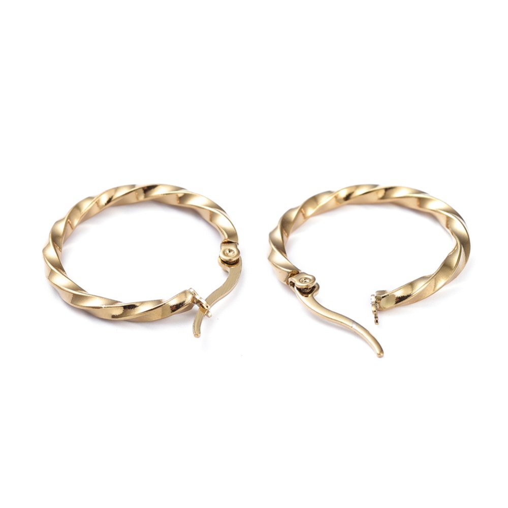 1 Đôi Bông Tai Dạng Vòng Xoắn Bằng Thép Không Gỉ 304 Kích Thước 25x2.5mm 1x0.7mm