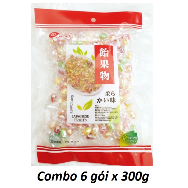 Combo 6 gói x 300g KẸO MỀM NHÂN TRÁI CÂY 8 VỊ NHẬT BẢN (hàng chính hãng)