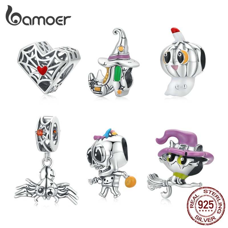 Hạt Charm Bamoer SCC1955 Bằng Bạc 925 100% 6 Kiểu Phong Cách Halloween Tuỳ Chọn Làm Trang Sức DIY