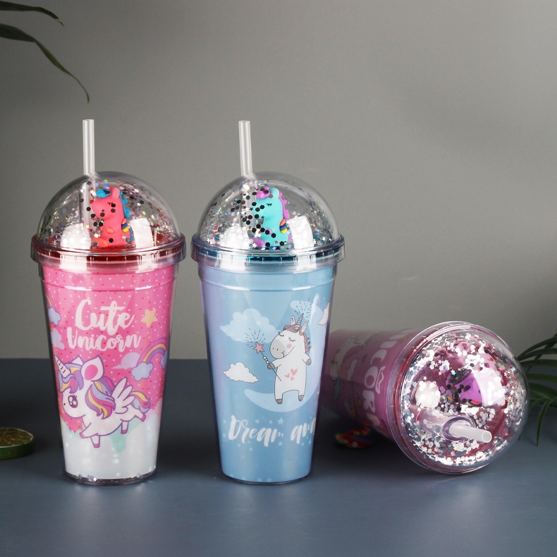 Bình Nước 500ML Kèm Ống Hút Kiểu Dáng Dễ Thương