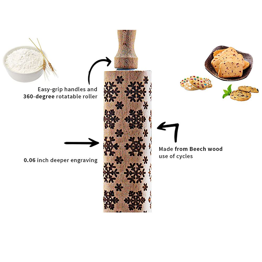 Cây Lăn Bột Làm Bánh Họa Tiết Giáng Sinh 3D Cho Người Lớn Và Trẻ Em