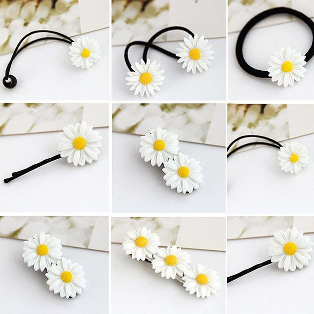 WONDERFUL Fashion 2Pcs Headwear Ponytail Girls Mini Daisy Elastic Rope Clip