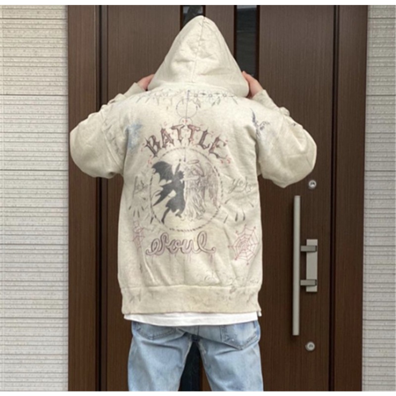 Hàng Bán Chạy Saint Áo Hoodie Cotton In Hình Thiên Thần Graffiti Plus Size Unisex