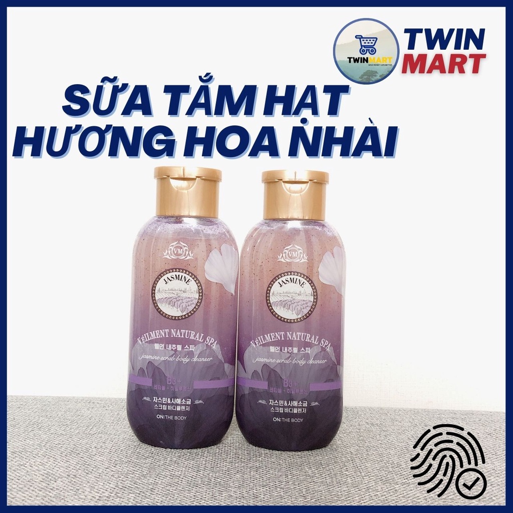 [ĐƠN 299K TẶNG DẦU GỘI 36K] Sữa tắm hạt On The Body Veilment Natural Spa Jasmine 600g/200g - lưu hương lâu - chuẩn hàn