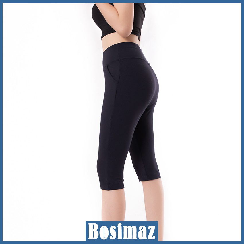 Quần Legging Ngố Bosimaz MS381 túi trước màu đen cao cấp, thun co giãn 4 chiều, vải đẹp dày, thoáng mát không xù lông. | BigBuy360 - bigbuy360.vn