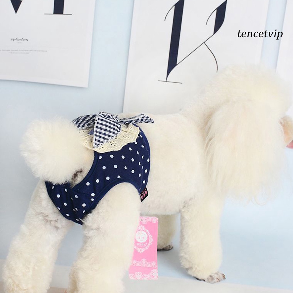 Quần tã vệ sinh thú cưng bằng vải cotton thoải mái đính nơ trang trí