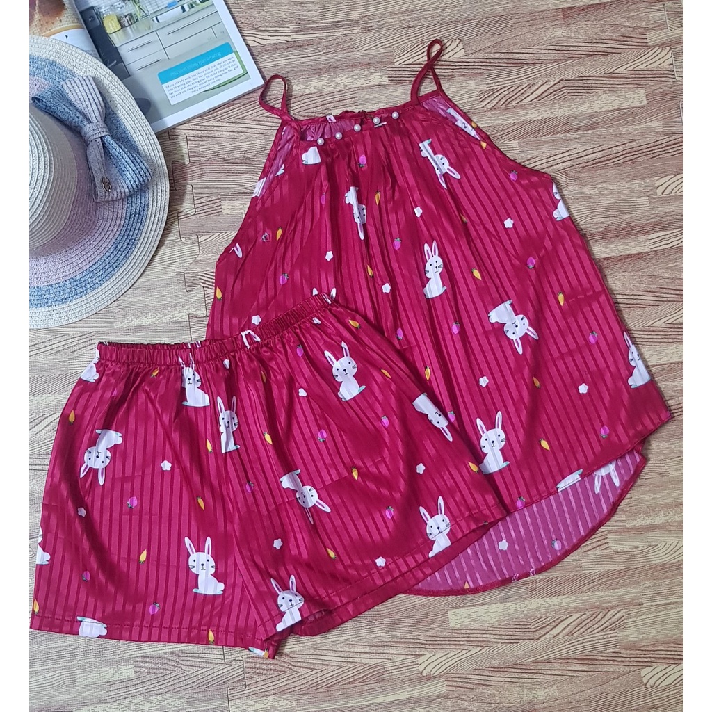 Đồ Bộ Nữ Áo Yếm Chất Gấm Lụa , Đồ Ngủ Sexy 2 Dây Quần Cọc Nhiều Họa Tiết Lạ Mắt Form Rộng Rãi Thoáng Mát. | BigBuy360 - bigbuy360.vn