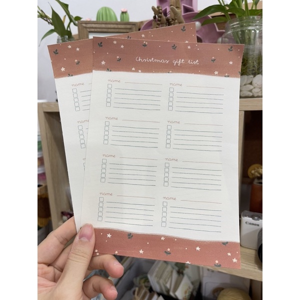 CHECK LIST MUA ĐỒ GIÁNG SINH SIZE A6