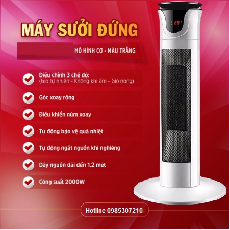 Máy sưởi, quạt sưởi gốm làm ấm phòng nhanh công suất lớn