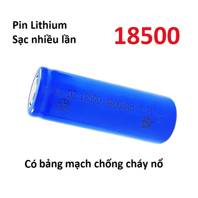 Pin 18500 - 3800mAh 3.7v - Lithium Ion, pin sạc nhiều lần (1 viên) cho Đèn laze, máy ảnh, quạt mini, đèn pin