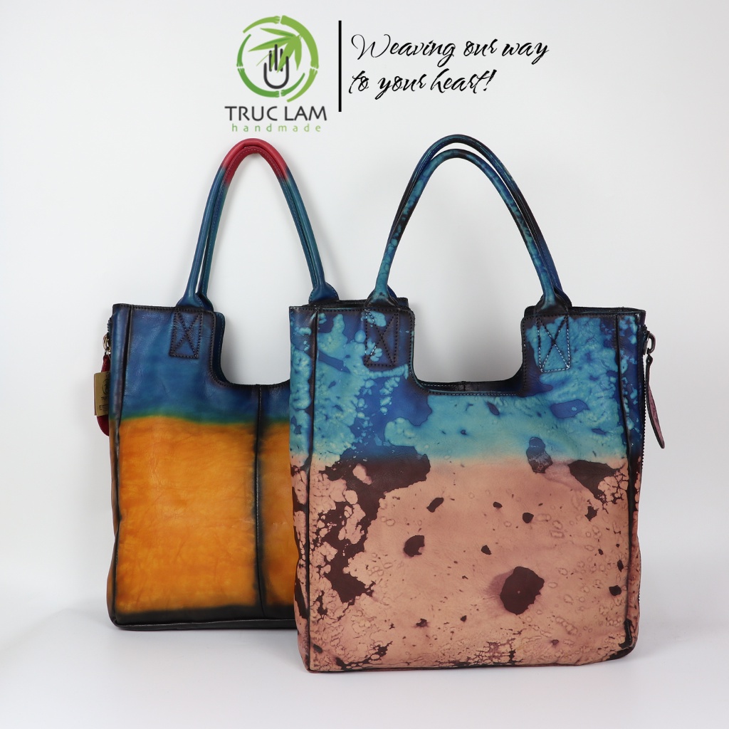 Túi Tote Thời Trang Nữ Dáng Dài Da Thật Cao Cấp Màu Ombre – Trúc Lâm Handmade