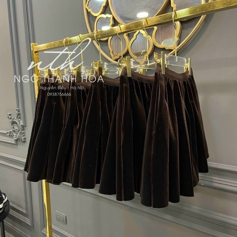 CV49 CHÂN VÁY NHUNG XOÈ DÁNG NGẮN CHO NỮ