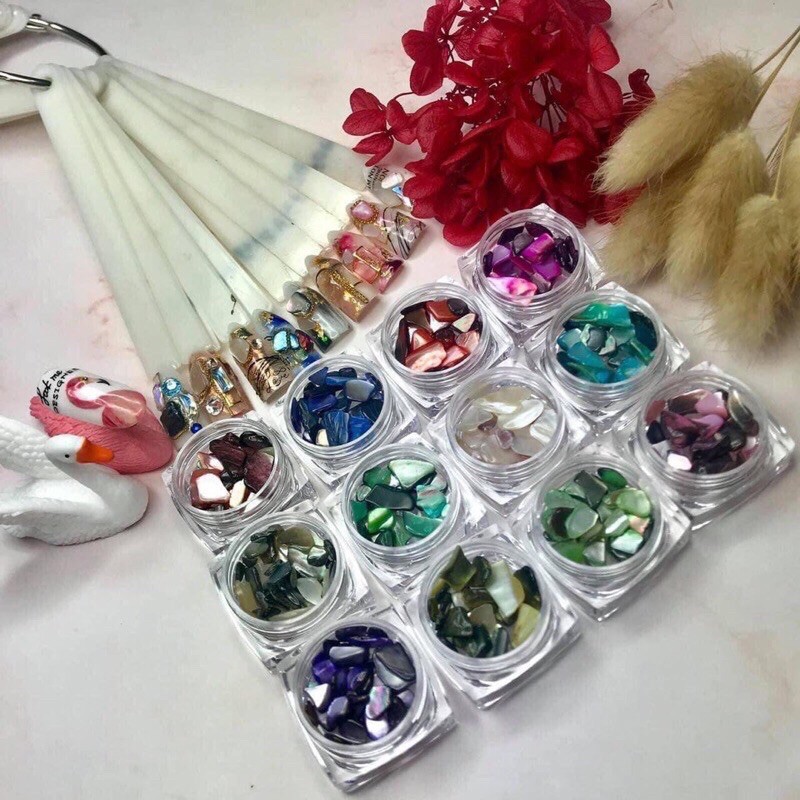 Xà cừ trang trí nail đá sỏi tự nhiên[Sét 6 màu]