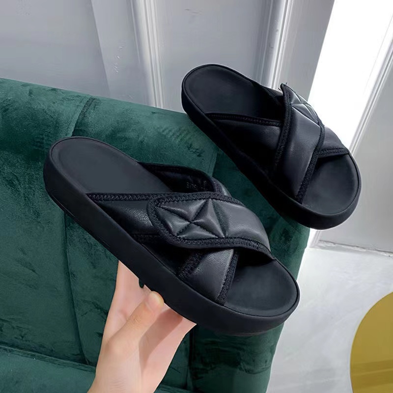 Dép Da Thật Mũi Vuông Đế Dày Thoải Mái Thời Trang Mùa Hè