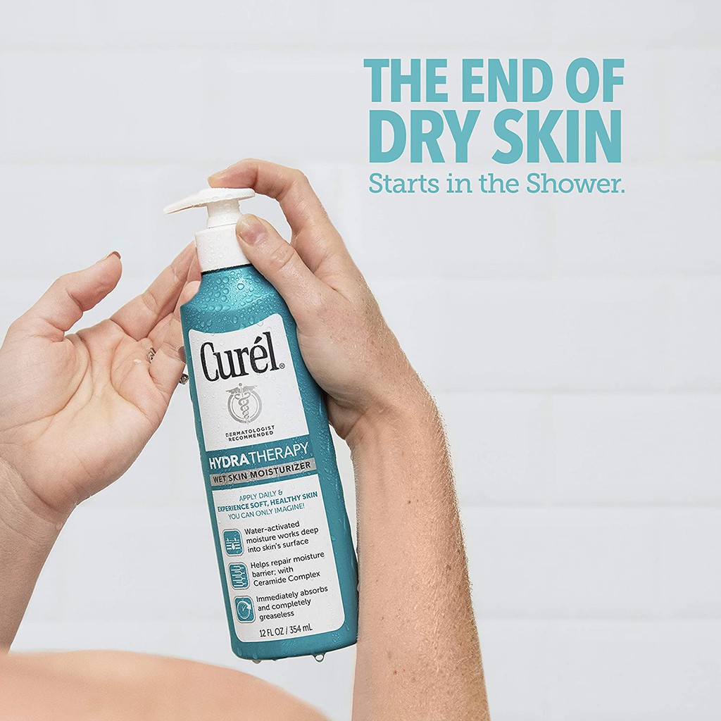 Dưỡng Thể Dưỡng Ẩm dùng khi tắm Curél Curel Skincare Hydra Therapy Wet Skin Moisturizer 354ml (Mỹ)