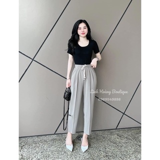 Quần baggy vải cạp chun chất ruby B90
