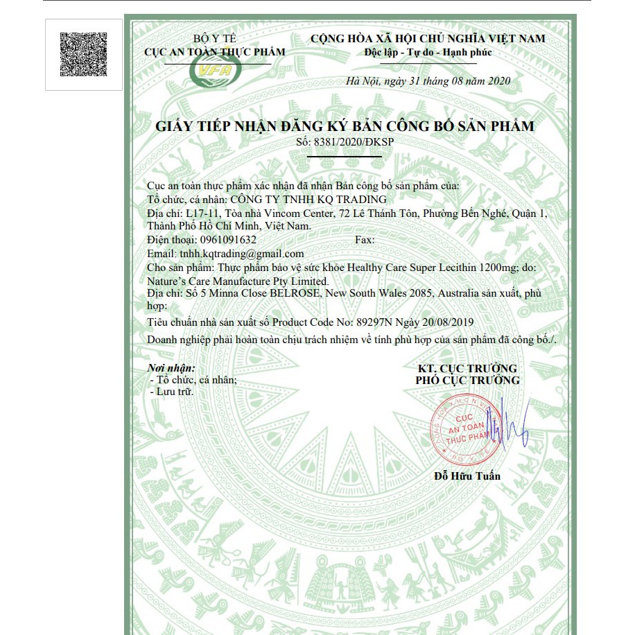 (Tem Chemist) Tinh chất Mầm đậu nành Lecithin Healthy Care 100 viên (Mẫu mới) | BigBuy360 - bigbuy360.vn