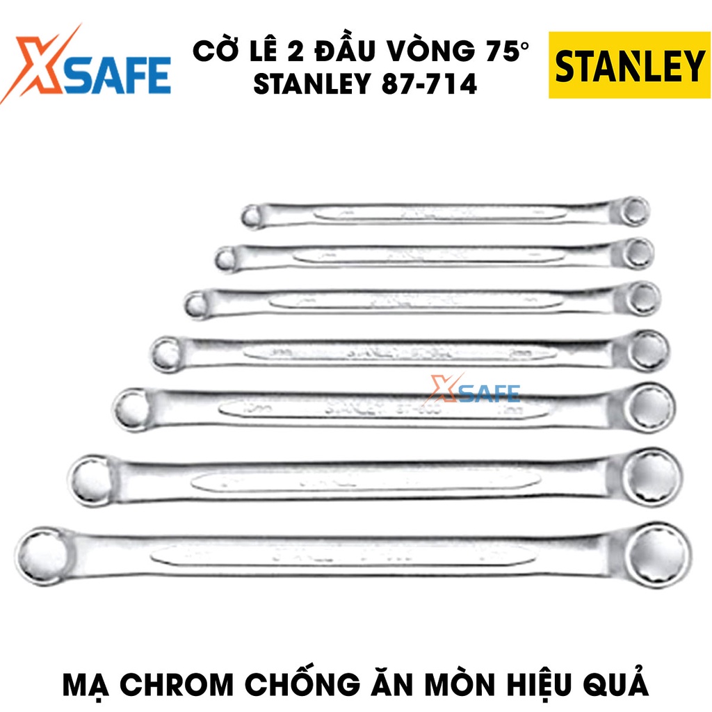 Cờ lê 2 đầu vòng 75 độ hệ INCH STANLEY 87-714 thép Chorme Vanadium Bộ 7 cờ lê Stanley đa dạng size, tay cầm thoải mái