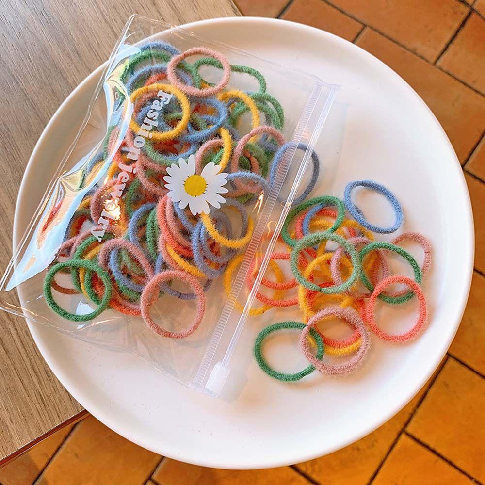 ANEMONE Dây Cột Tóc Cao Su Co Giãn Bọc Vải Lông Thời Trang Ngọt Ngào Cho Bé Gái