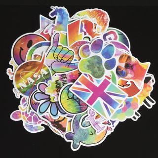 Bộ 50 miếng dán sticker, stickers cao cấp chủ đề rainbow 7 sắc cầu vồng trang trí Vali Laptop Mũ Bảo Hiểm Xe Máy Đàn