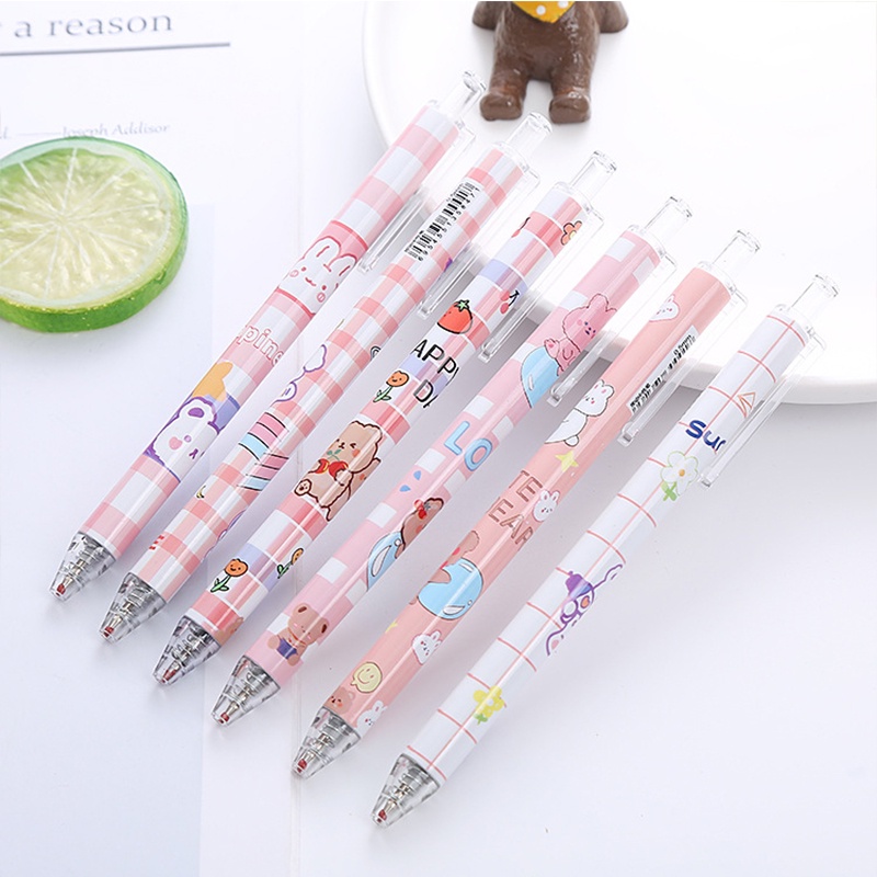 Set 6 Bút Nước Ngòi 0.5mm Họa Tiết Hoạt Hình Đáng Yêu