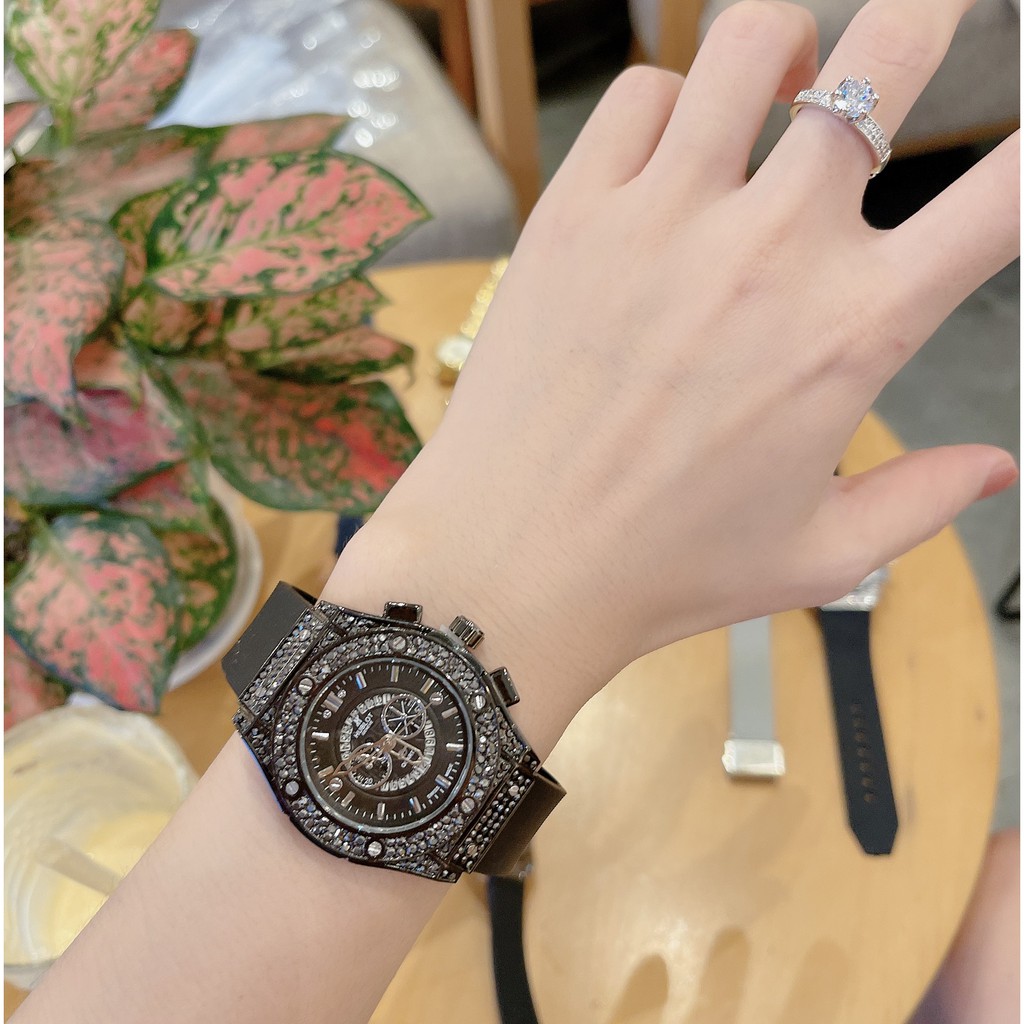 (Hương vani ) Đồng hồ HUBLOT nam(nữ) đính đá dây cao su hương thơm cao cấp