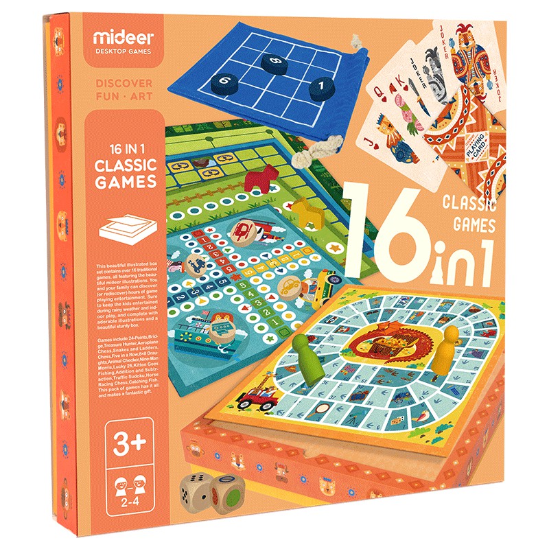 Board Game dành cho gia đình, nhóm bạn bè - Gồm 16 trò chơi kinh điển  từ 4 tuổi