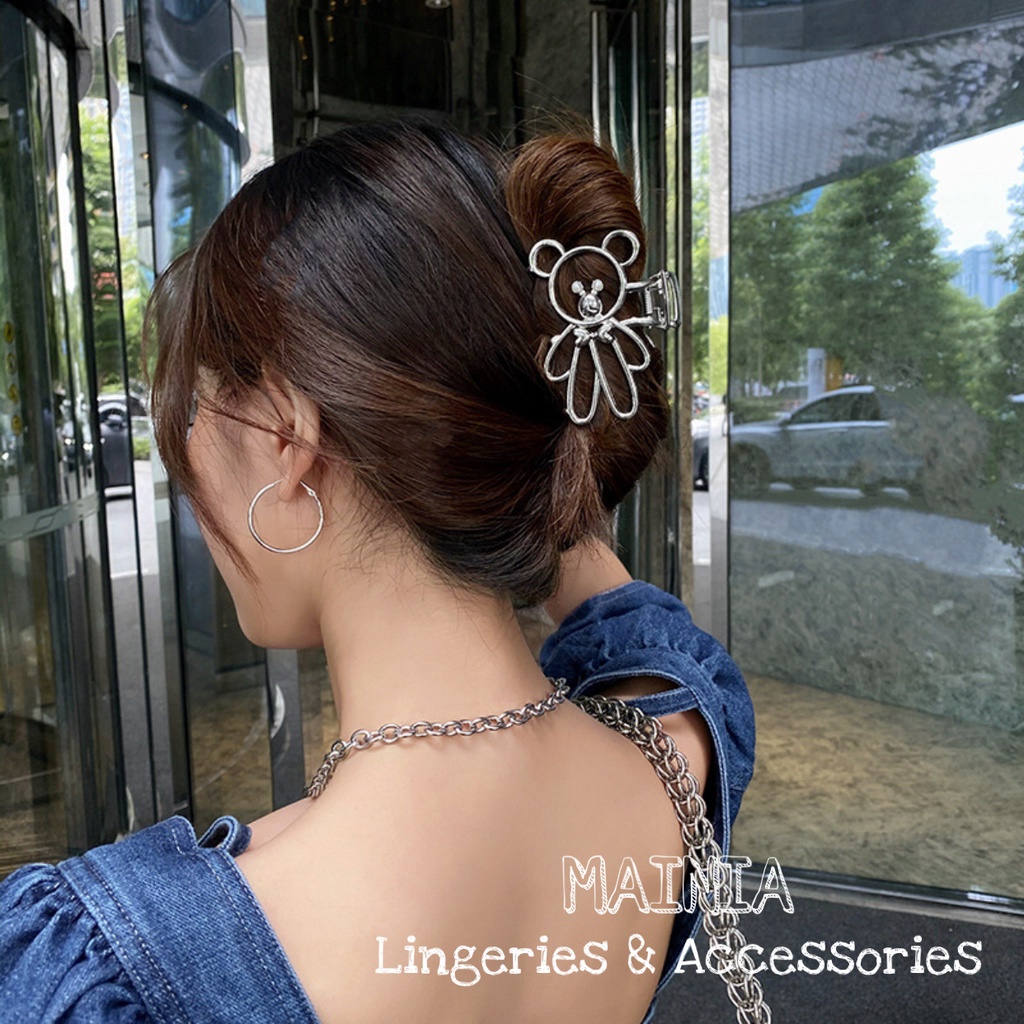 [Sẵn Hàng] Kẹp Tóc Càng Cua Kim Loại Hàn Quốc Hình Gấu Xinh Xắn Dễ Thương Mainia Shop