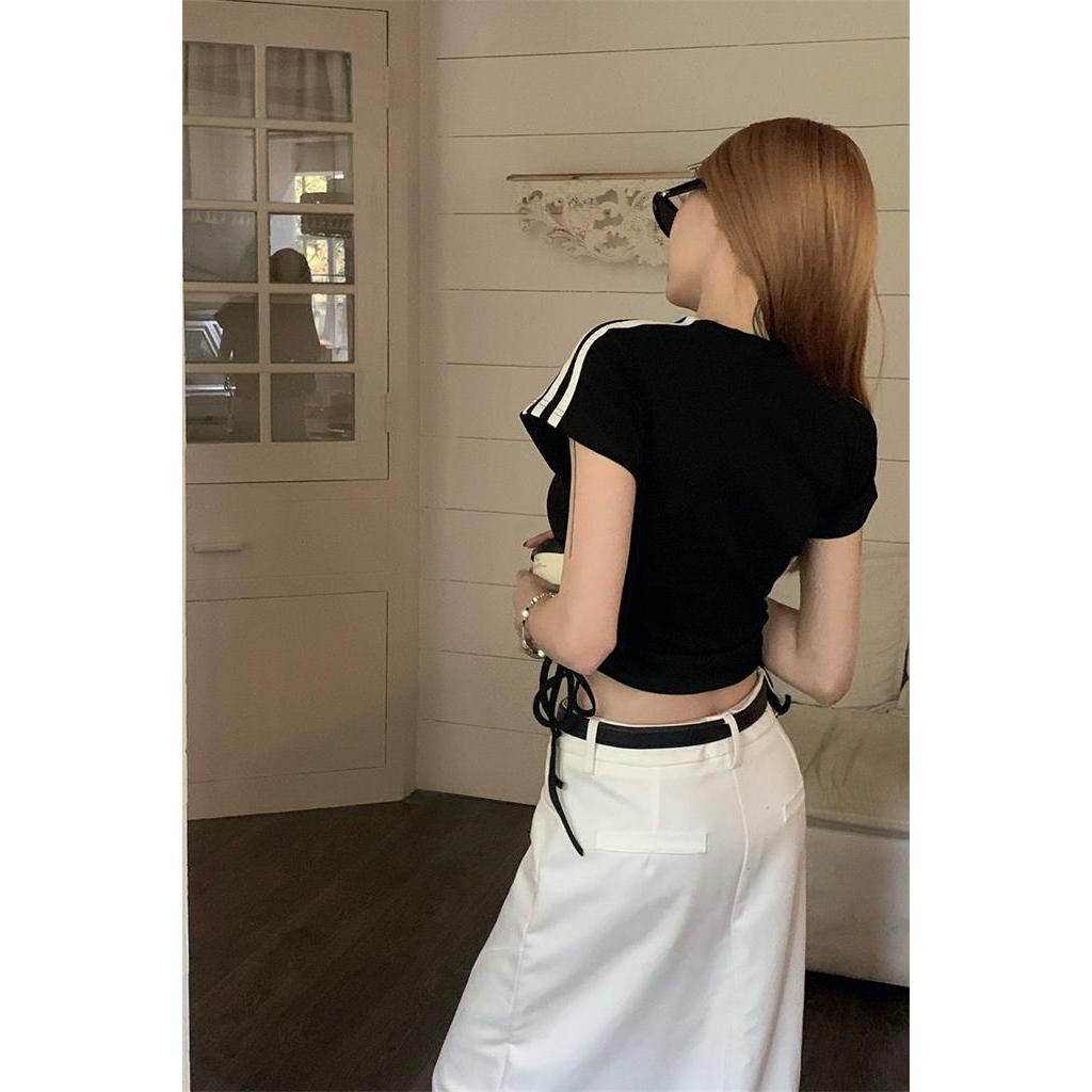 Áo Thun Tay Ngắn Dáng Ôm Phối Dây Rút Dễ Phối Đồ Thời Trang Cho Bạn Gái 64259