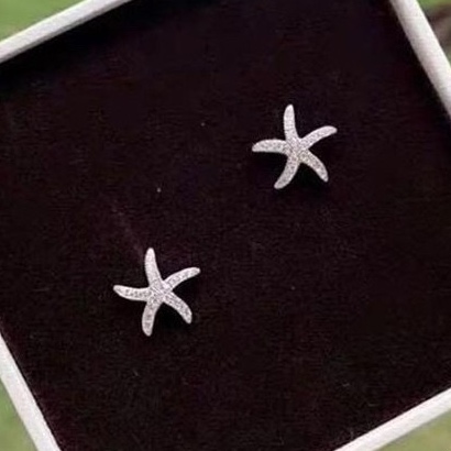 Bông tai bạc ta PANSY hình sao biển đính đá nhỏ xinh - Khuyên tai nữ bạc đẹp