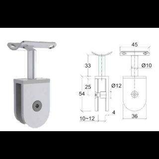 Kẹp kính tay vịn thẳng sus304