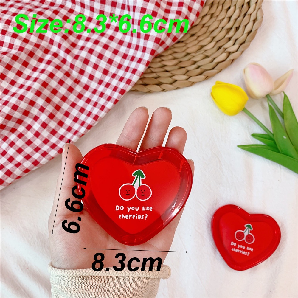 [Hàng mới về] Gương Trang Điểm Hai Mặt Có Thể Gấp Gọn Mini Họa Tiết Trái Cherry Màu Đỏ Dễ Thương
