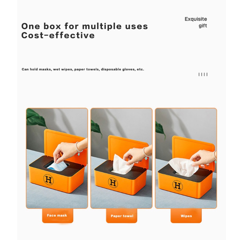 Hộp Đựng Khăn Giấy / Khẩu Trang Để Bàn Kèm Nắp Đậy Tiện Dụng Cho Gia Đình / Văn Phòng