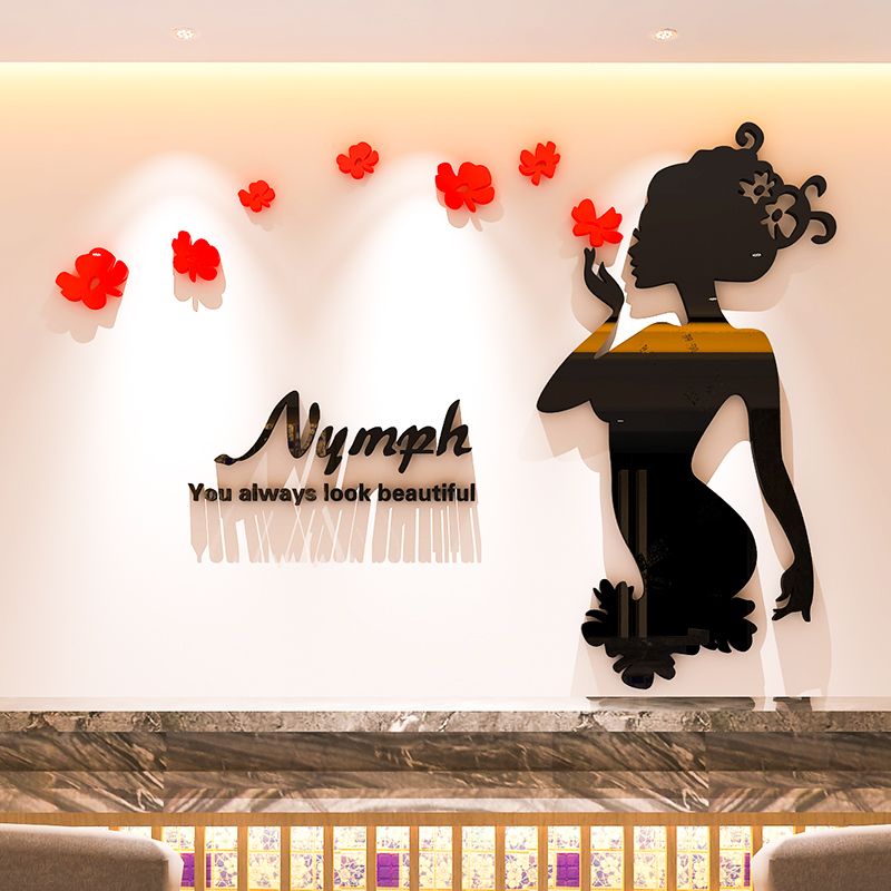 Tranh dán tường mica 3d decor khổ lớn cô nàng quyến rũ trang trí cửa hàng, spa Nhiều Size - EPeBen