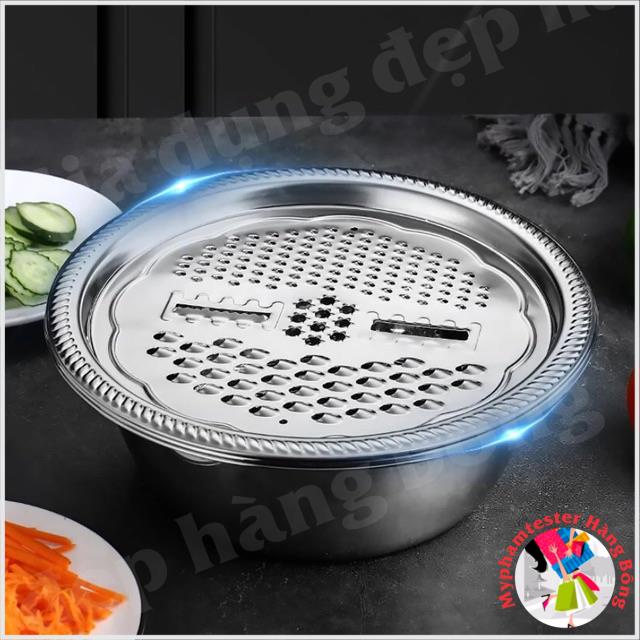 Set chậu rổ và đĩa nạo rau củ inox