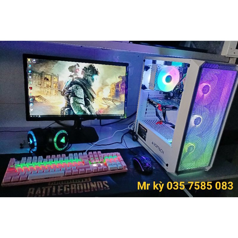 Bộ PC Gaming Led Core i3 6100/Ram 8G DR4/SSD 128G + HDD 500G/VGA GTX 750/ Màn hình 24in /