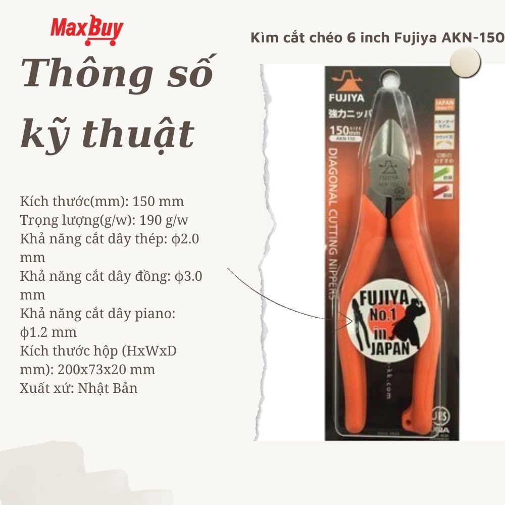 Kìm điện, kìm cắt Fujiya AKN-175, AKN-150, dụng cụ kìm Nhật, cách điện, cách nhiệt tốt