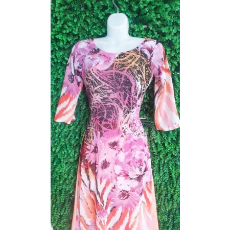 Thanh lý bộ áo dài voan hoa eo&lt;60cm