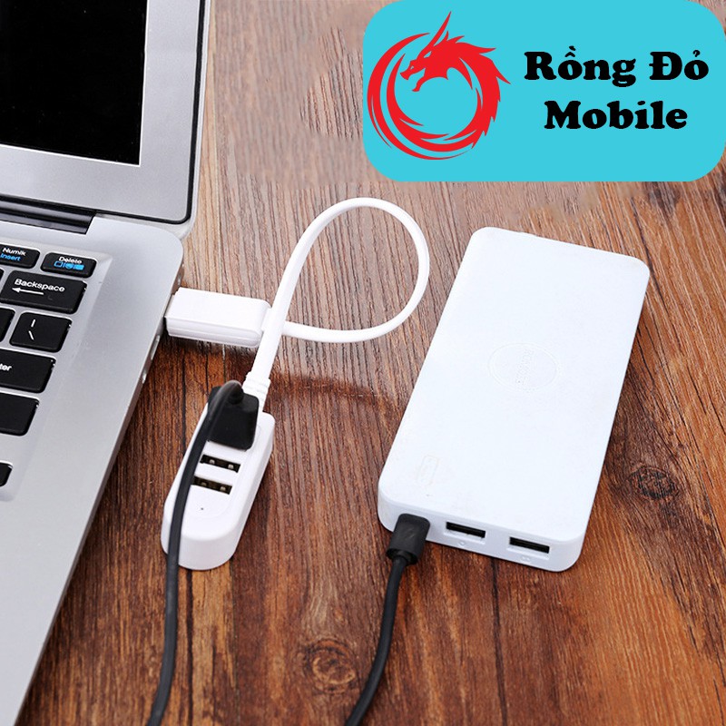 Hub dây cáp chia 3 cổng USB 2.0 có thể dùng để chia cổng sạc và truyền dữ liệu như USB thông thường - Rồng Đỏ Mobile